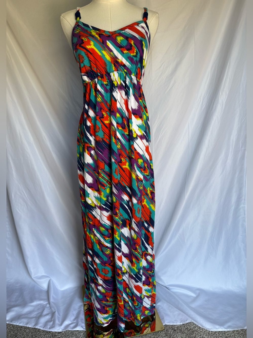 Cacique Sleep Vibrant Geometric Abstract Print Maxi Dress Gown Size 14/16 1x